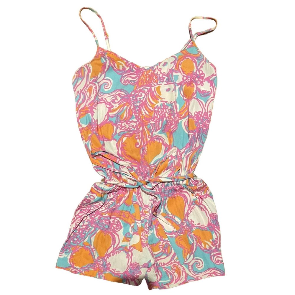 Lilly Pulitzer Romper Deanna Feeling Tanked Print Size XXS